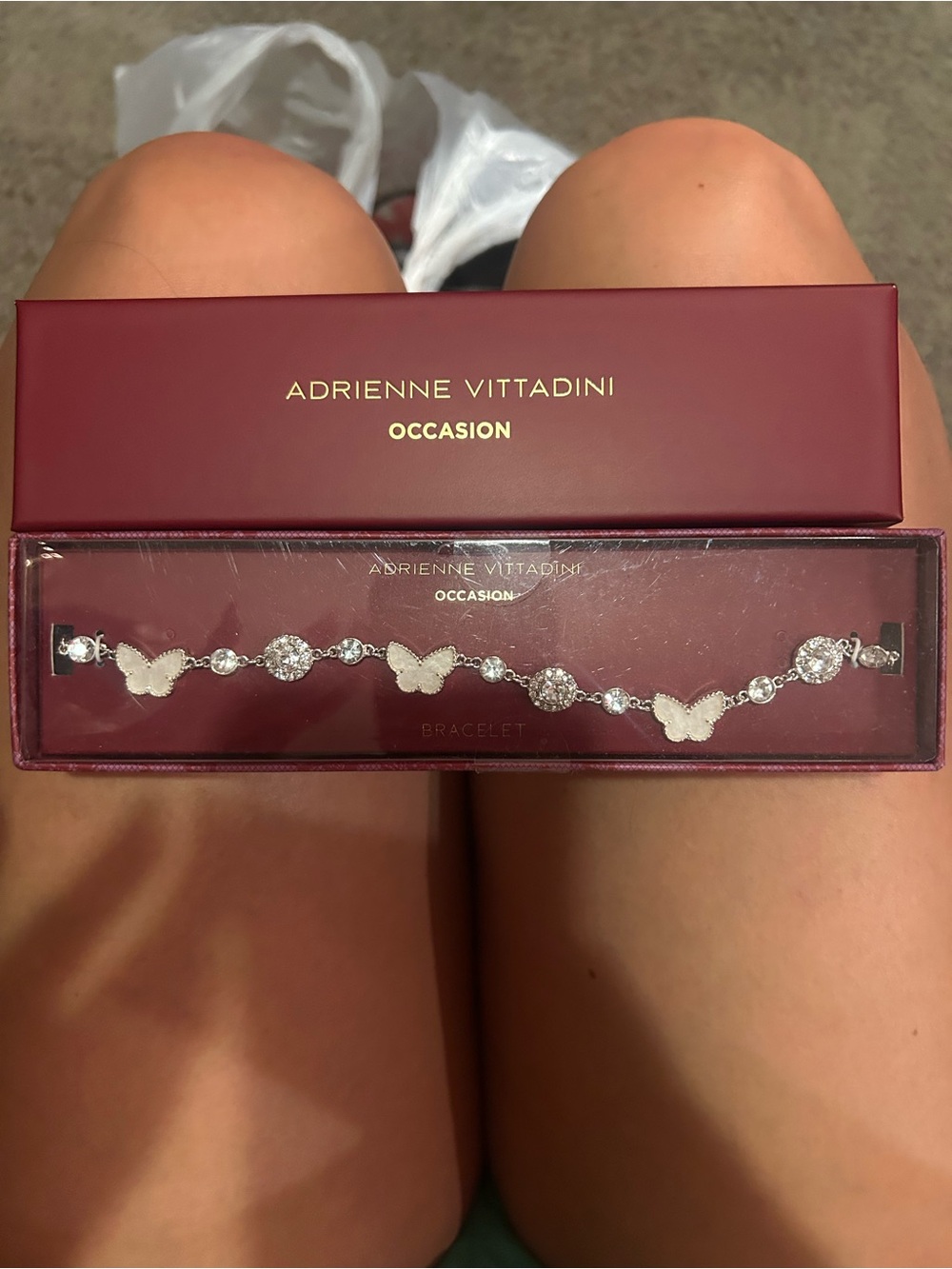 Adrienne Vittadini Silver Tone Butterfly & Crystal Bracelet